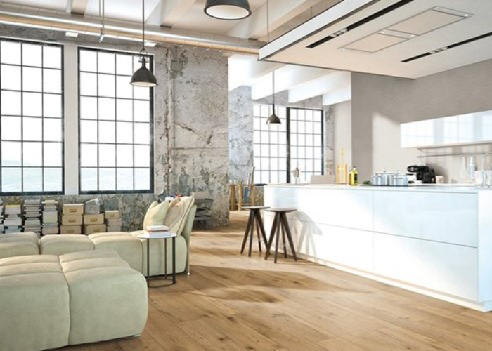 Visions Laminate Flooring in White Oak in a Loft Apartment